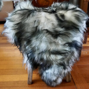 A Gorgeous Dark Tipped Black & White Long Wool Icelandic Sheepskin Rug/Throw