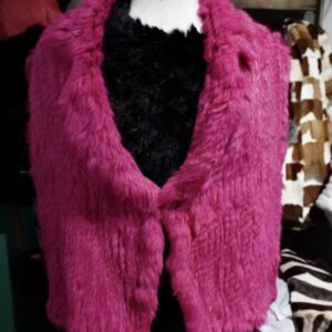Beautiful Handmade Hot pink Knitted Rabbit Fur Vest - Colour your winter warm