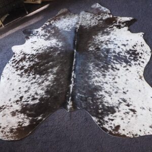 A Wonderful Butterfly Effect Burnt Charcoal and White, Salt & Pepper Premium Cowhide Rug