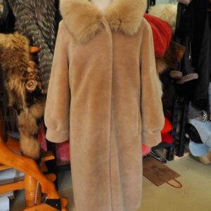 Beautiful LongLine Shearling Coat  Featuring a Fur Trimmed Hood