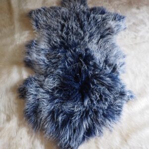 Wonderful Deep Blue Feather Soft Genuine Mongolian Lambswool Rug