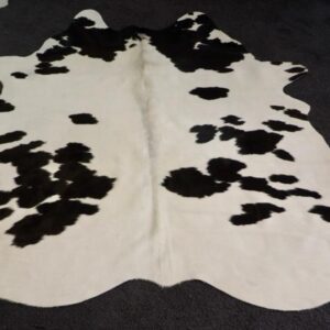 Black on White - Traditional Country - A Lovely Apartment Sized  Cowhide Rug