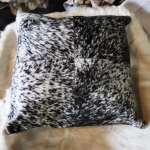 A Beautiful 4 Patch 50cm sq Black & White Salt and Pepper Premium Cowhide Cushion Cover