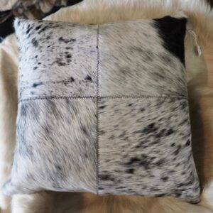A Lovely Soft Black on White Salt & pepper 50cm Sqw Premium Cowhide Cushion