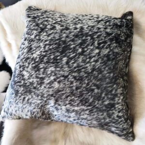 A Beautiful Speckled 50cm Sq Black and White Cowhide Cushion