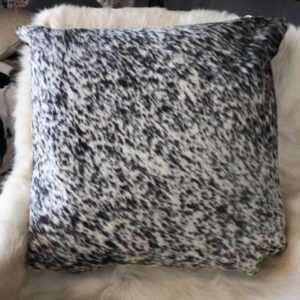 A Lovely Speckled 50cm Sq Black and White Cowhide Cushion