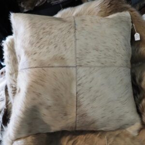A Gentle Brown on White 50cm Square Cowhide Cushion
