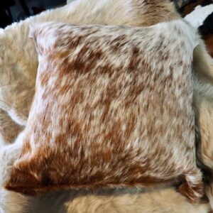 A Beautiful Soft Brown and White 50cm Square cowhide cushion