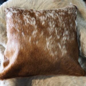 A Lovely Speckled Brown and White 50cm Sq Cowhide Cushion