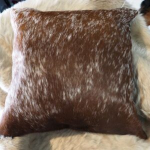A Gorgeous 50cm Square Speckled Brown and White Cowhide Cushion