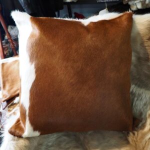A Beautiful Brown and White 50cm Sq Cowhide Cushion
