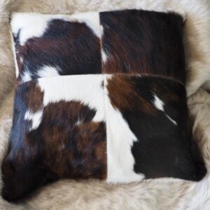 A Beautiful 50cm Sq tri coloured 4 Patch Cowhide Cushion