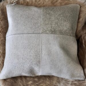 A Lovely Soft Steel Grey 4 Patch  50cm Sq Cowhide Cushion