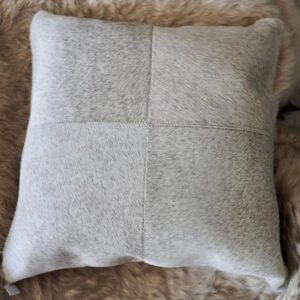 A Lovely Soft Steel Grey 4 Patch  50cm Sq Cowhide Cushion