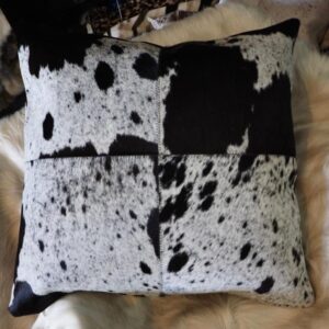 A Black and White Salt & Pepper 50cm 4 Patch Cowhide Cushion Cover - A Beautiful Living Accessory