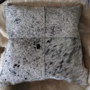 A Beautiful Soft Salt & pepper Black and White 50cm Square Premium Cowhide Cushion