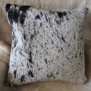 A Stunning Black and White Speckled 40cm Sq Premium Cowhide Cushion Cover