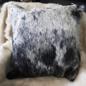 A Beautiful 50cm Double Sided Black & White Salt and Pepper Cowhide Cushion