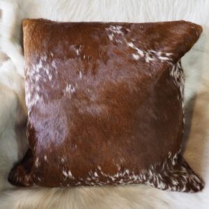 A Beautiful Speckled Rich Brown  & White 40cm Cowhide Cushion