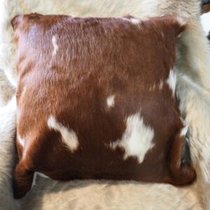 A Gorgeous Winter Coat of Brown & White Creates this lovely 50cm Sq Cowhide Cushion