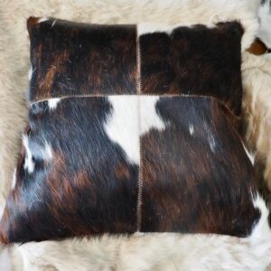 A Beautiful Dark Tri Coloured 50cm Sq Cowhide Cushion