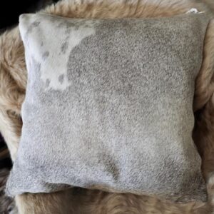 A Beautiful Soft Steel Grey & White 50cm Sq Cowhide Cushion