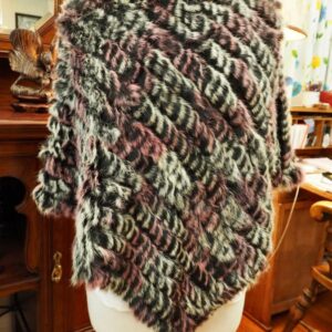Frosted Pink & Black   - A wonderful lightweight and warm Rabbit Fur Poncho