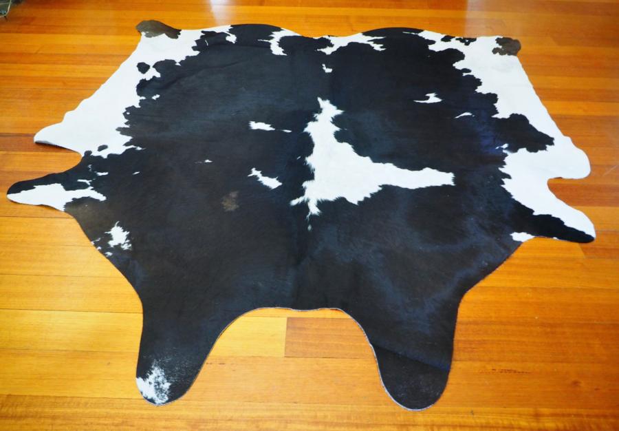 A Classic Friesian Cowhide Rug - A Beautiful Glossy Jet Black & Snow ...