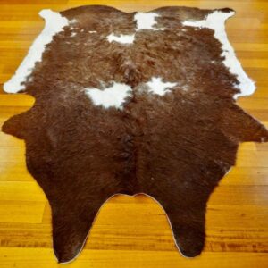 A Glorious Curly Winter Coat of Beautiful Rich Roan and Copper Tones Over White - A Premium Hand Selected Hereford Cowhide Rug