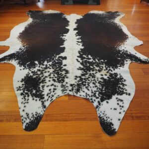 A Massive Cowhide Rug - A Beautiful Tri Colour- Gorgeous Speckling with a Striking Centre Blaze - A Beautiful  Cowhide Rug