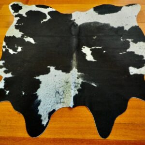 A Lovely Apartment Sized Branded Salt and Pepper Cowhide - Interest and Character in a compact rug