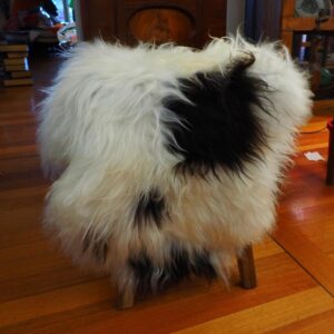 A Beautiful Black on White Natural Long Wool Icelandic Sheepskin Throw / Rug