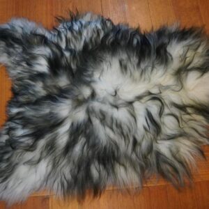 A Dark Tipped Black  & White Long Wool Icelandic Sheepskin Rug /Throw