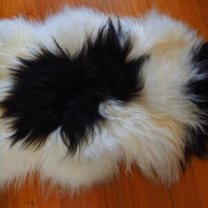 A Beautiful Natural Black & White Long Wool Icelandic Sheepskin Rug