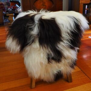 A Beautiful Natural Black & White Long Wool Icelandic Sheepskin Throw / Rug