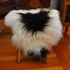 A Beautiful White With Black Spotted Long Wool Icelandic Sheepskin Throw/ Rug