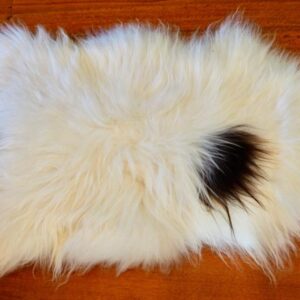 Gorgeous White and Black Spot Long Wool Icelandic Sheepskin / Throw Rug