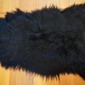 A  Beautiful Shaggy Black Long Wool Icelandic Sheepskin Throw/Rug