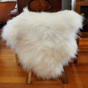 Pure White Shaggy Long Wool Icelandic Sheepskin Throw / Rug