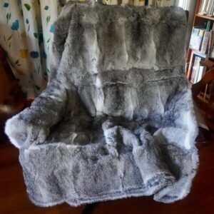 Beautiful Natural Steel Grey Fullskin Rabbit Fur Throw - Measuring 1500.. x 1000mm -