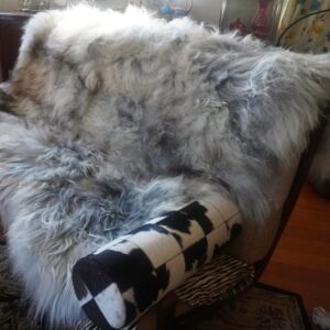 An Amazing 2000mm x 1700mm Natural Grey Long Wool Icelandic Sheepskin Rug /Throw