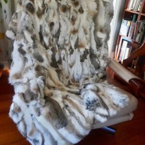 Beautiful Soft & Warm - Light and Luxurious - A Gorgeous Natural Brown and White Genuine Rabbit Fur Throw /Rug / Blanket