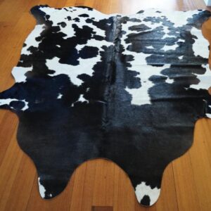 Beautiful Smooth & Glossy Coat - Near Symmetrical Markings - A Wonderful Friesian Cowhide Rug
