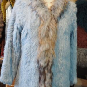 Wonderful Powder Blue Rabbit Fur Jacket/Cardigan with a stunning Tanuki Ruff