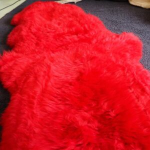 Fire Engine Red - A Gorgeous Double Australian Sheepskin Rug - A wonderful long soft thick warm fleece