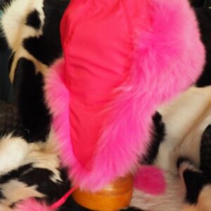 Fun & Funky For Winter - A Hot Pink Tanuki Trimmed Waterproof Hat - Great For School or the Snow