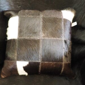 A Lovely Dark - Nearly Black & White Premium Cowhide Cushion Cover