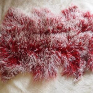 Beautiful Deep Rose Red Frosted Mongolian Lambswool Rug - Feather Soft -