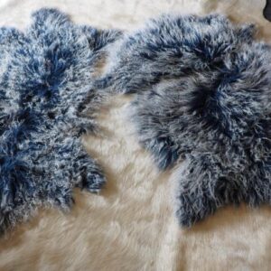 Gorgeous Royal Blue Mongolian Lambswool Rug - Feather Soft Genuine Lambswool
