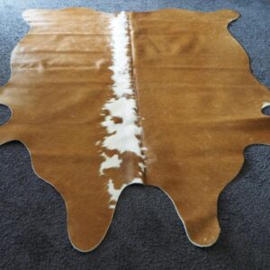 A Speckled Centre Blaze - A Smooth Coat - A Beautiful Brown and White Premium Hand Selected Brazilian Cowhide Rug